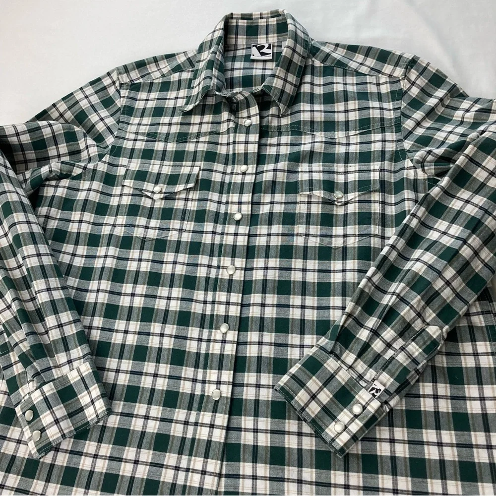 Vintage Rockies Forest Green Plaid Pearl Snap Western Shirt XL - Picture 5 of 14